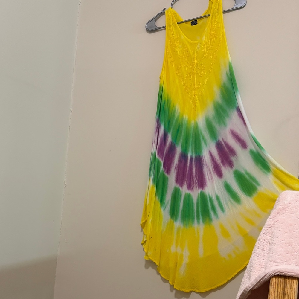 Yellow Tie-Dye Sleeveless Dress